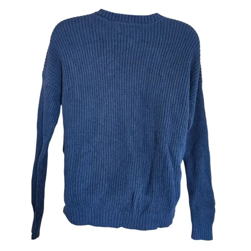Navy Red & White Striped Knit Sweater Relaxed Fit soft warm outdoor cottagecore
